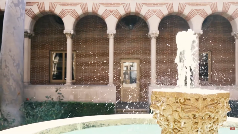 Close up of a water fountain on campus.