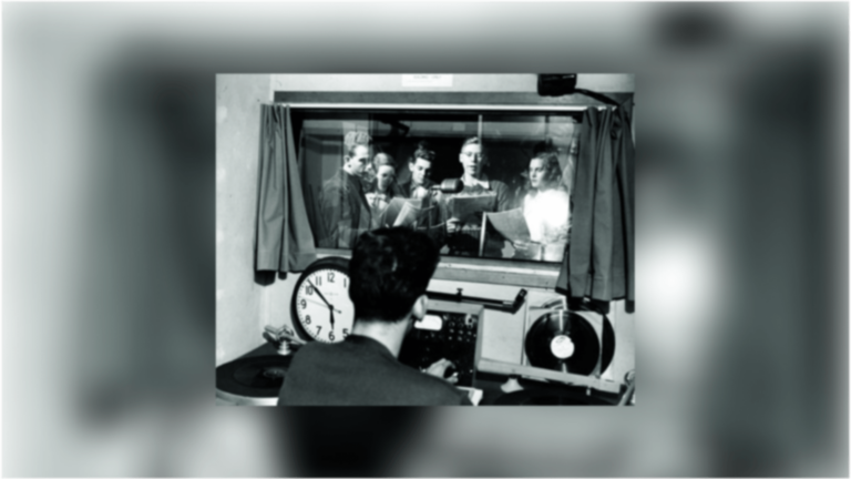 Students at KUSC broadcasting a live performance