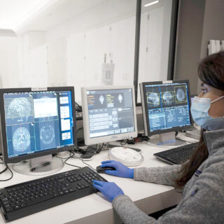 A researcher in USC's Laboratory of Neuro Imaging working on the creation of three dimensional digital neuroanatomic and functional neuroanatomic atlases.