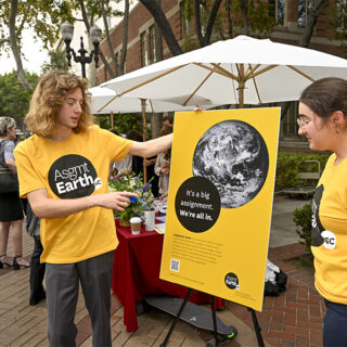 Students talk to each other about Assignment Earth during the Los Angeles Business Council’s 16th Annual Sustainability Summit.