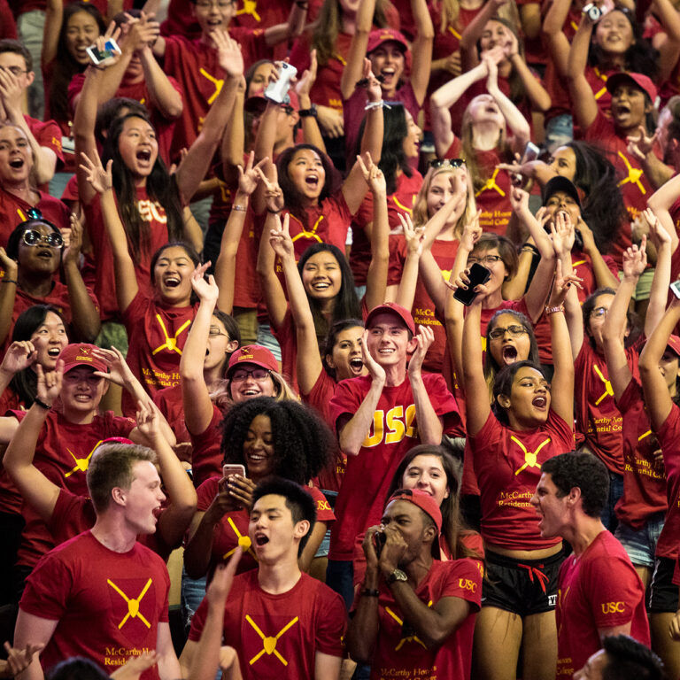 Students cheering on a game