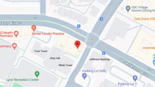 Screenshot of Google Maps showing USC McClintock entrance