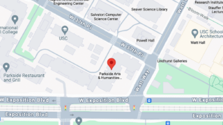 Screenshot of Google Maps showing USC Watt Way entrance