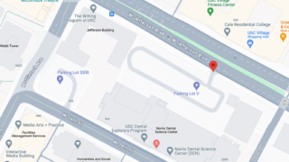 map of USC Parking Lot V vehicle entrance