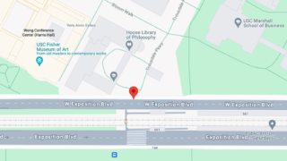 map of USC Trousdale @ Exposition pedestrian entrance
