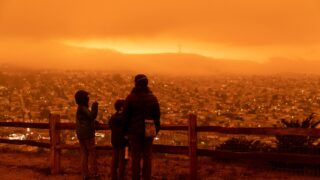 Orange sky due to wildfires